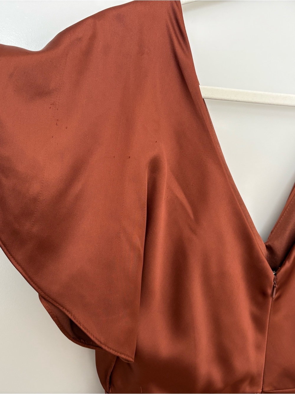 Revelry Brown Gwen Satin VNeck Bridesmaid Maxi Dress Formal Chic Evening Gown 10 - Picture 6 of 13
